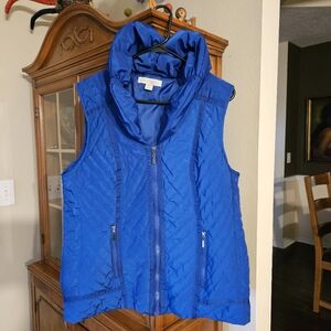 LAURA ASHLEY SZ XL Cool Weather Vest w Adjustable Collar Wind Guard Jacket Coat